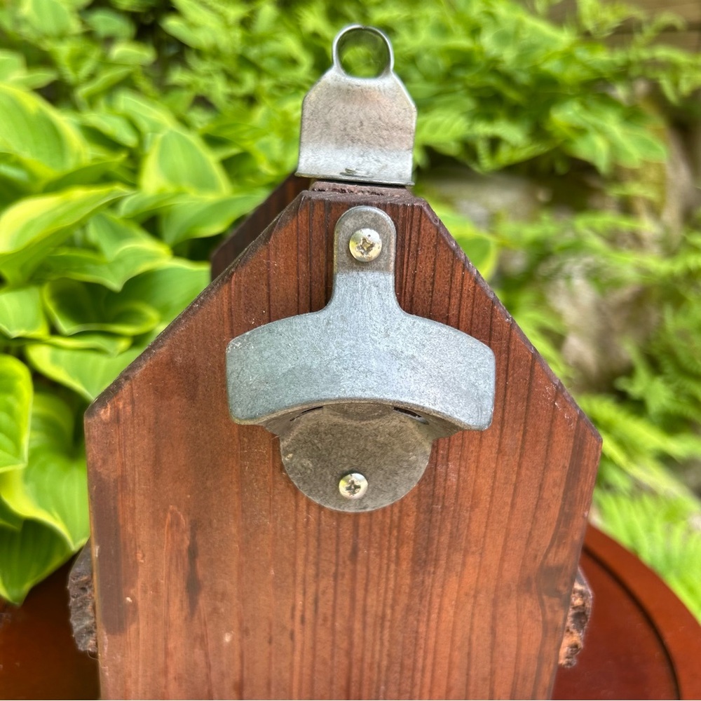 Rustic Wooden Caddy with Built-In Bottle Opener 🍻 | Dark Brown | Summer Ready ☀️ - Picture 8 of 9